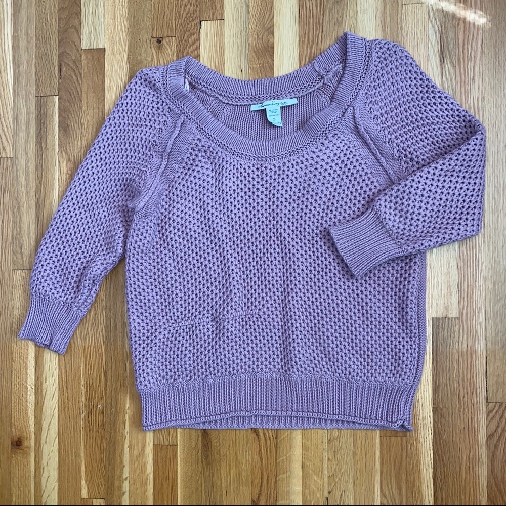 Lavender sweater with cropped sleeves
